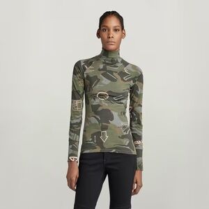 G-Star RAW Camo Slim Turtleneck L/S Graphic Shirt NWT XL Women Unisex